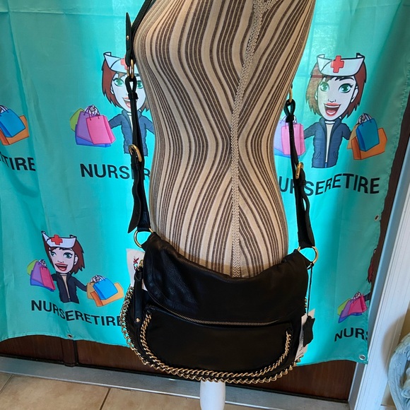 Sabina New York Black genuine Leather Crossbody/Messenger Bag NWT - Picture 2 of 16